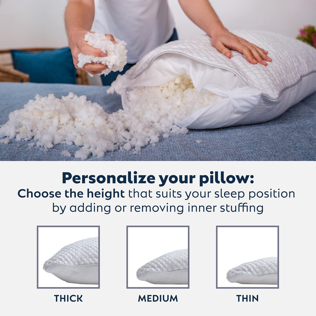 PureComfort Memory Foam Pillow - Neck & Shoulder Pain Relief Pillow - Adjustable Hypoallergenic Memory Foam Pillow for Back, Stomach, or Side Sleepers - Premium Memory Foam Fill - anydaydirect